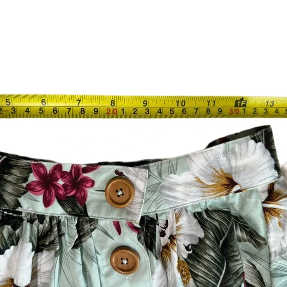 NWT HELL BUNNY RETRO 50S VINTAGE STYLE GREEN FLORAL TAHITI SKIRT SIZE SMALL - Picture 8 of 15